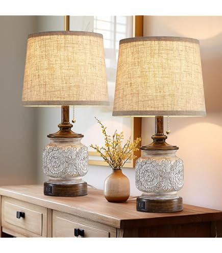 Vintage Lamp Qepeety Modern Table Lamp 2-Light Gold Bedside Table