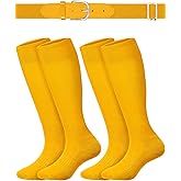 ROLVNHTV 2 Pair Softball Socks and 1 Baseball Belts Combo Adjustable Elastic Men's Baseball Belt Athletic Sock