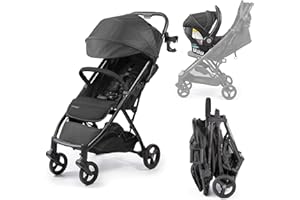 Summer Infant Ingenuity 3Dquickclose CS+ Compact Fold Stroller – Lightweight Stroller with Oversized Canopy, Extra-Large Storage and Compact Fold, Black