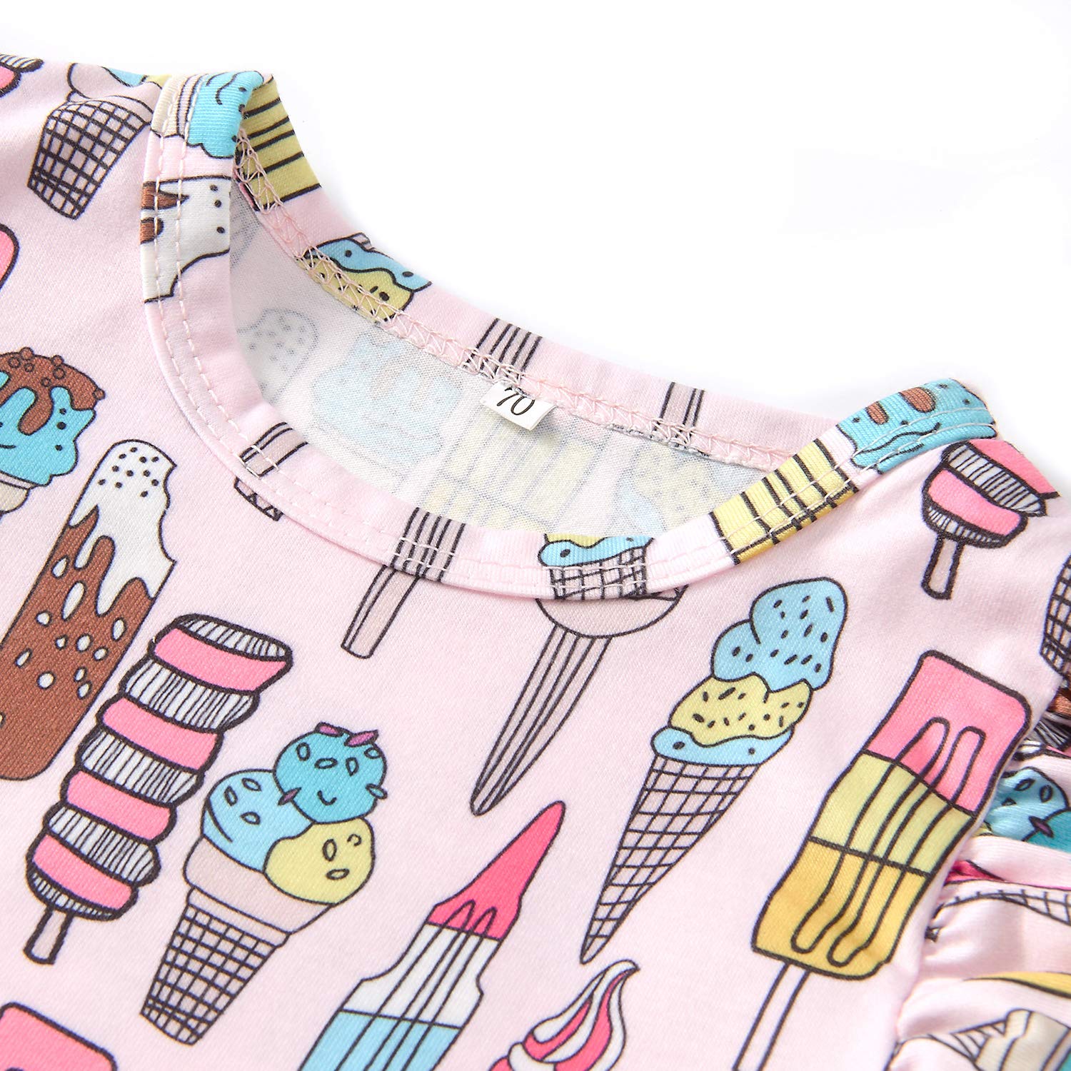 Leapparel 0-6 Months Newborn Girls Jumpsuit Unisex Baby Romper Colorful Ice Cream Printed Playsuit with Snap Button to Change Diaper Size 70