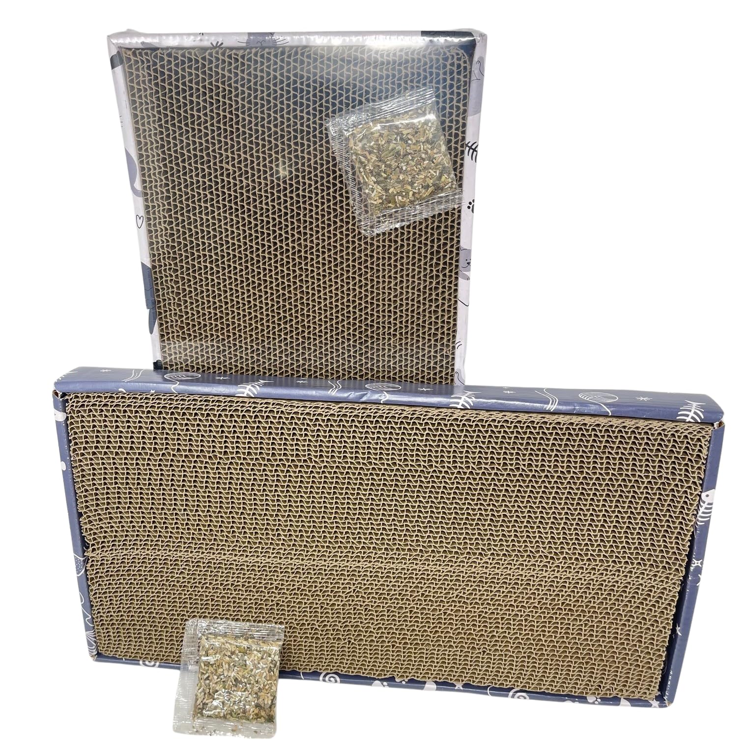 Cat Scratching Board 2Pcs | 37 x 19.5cm | Reversible Cat Scratcher Cardboard For Indoor Cats, Small & Large | With Box And Catnip | Cardboard Scratcher For Cats Zvire