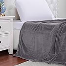 Bedsure Flannel Fleece Luxury Blanket Grey Queen Size Lightweight Cozy Plush Microfiber Solid Blanket