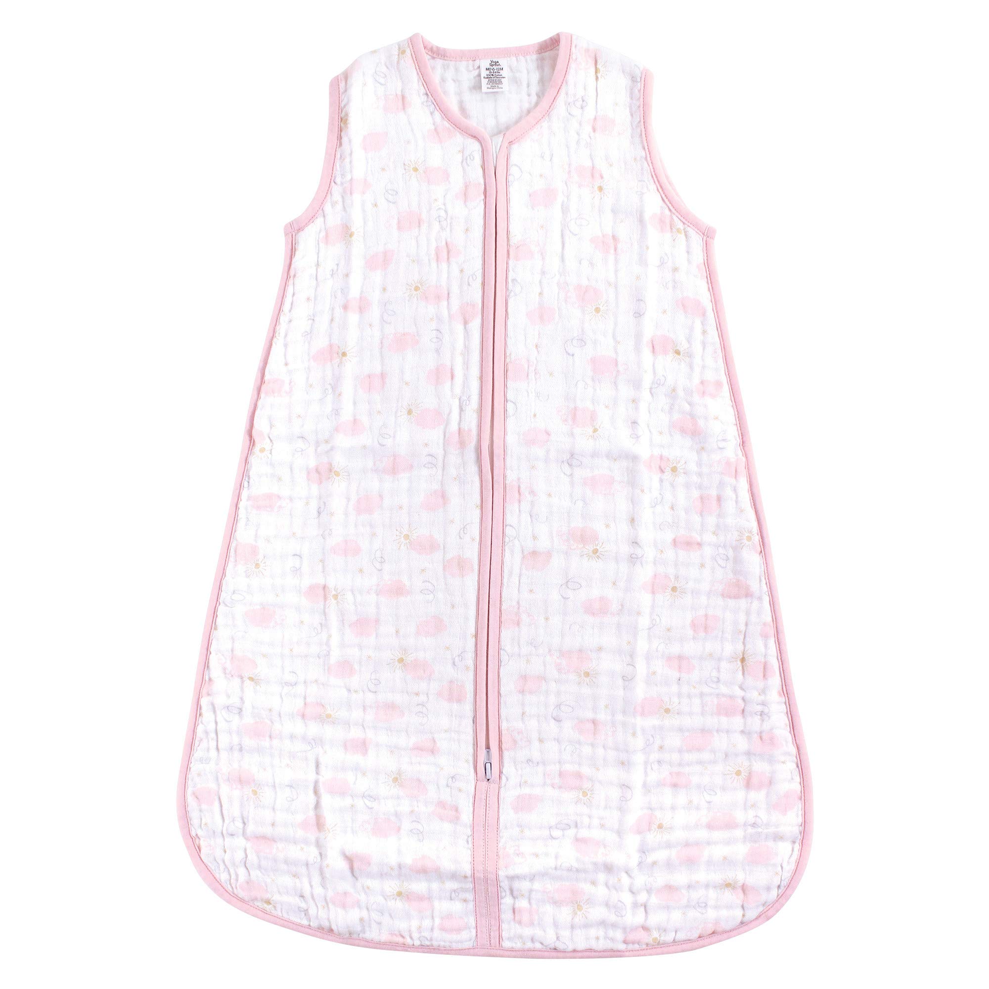 Yoga Sprout Soft Muslin Safe Sleep Wearable Sleeping Bag, Pink Sky, 6-12 Months