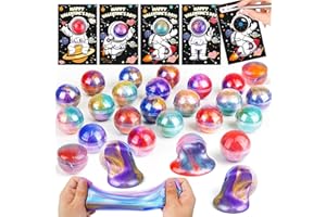 FLYSNK 28 Pack Valentines Day Gifts for Kids Classroom with Galaxy Slime Kit Valentines Day Cards for Kids Class, Valentines for Kids School Valentines Exchange Cards Party Favors Classroom Exchange Gift Set