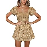 Jeanewpole1 Women Shirred Smocked Tube Top Short Wide Leg Pants Romper Jumpsuit