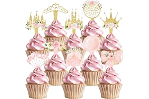 HAPIBIDESIGN 40 Pcs Princess Cupcake Toppers - Elegant Princess Party Decorations and Princess Cake Decor - Perfect for Princess Birthday Cupcake Toppers, Princess Baby Shower, and Fairy Tale Theme Party