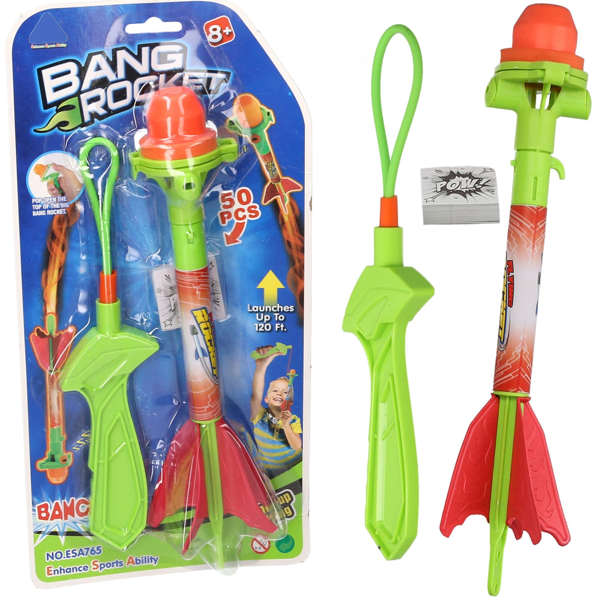 Bang Rocket Outdoor Toy Launcher, 50 Pieces, Launches up to 36 Metres, Ages 8+, Green/Red