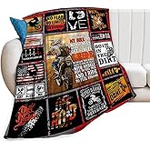 Motorcycle Blanket for Boys Girls Women Men Dirt Bike Gifts Motorcycle Throw Blanket Plush Cozy Flannel Fleece Ultra Soft Fuzzy Blankets 50"X40"