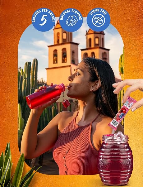 KLASS AGUAS FRESCAS, POWDERED DRINK MIX, 40 SINGLES ZERO SUGAR & CAFFEINE-FREE POWDER PACKETS, WATER DRINK MIX, FLAVOR: HIBISCUS BERRIES – 5 CALORIES PER PACKET & NATURAL FLAVORS