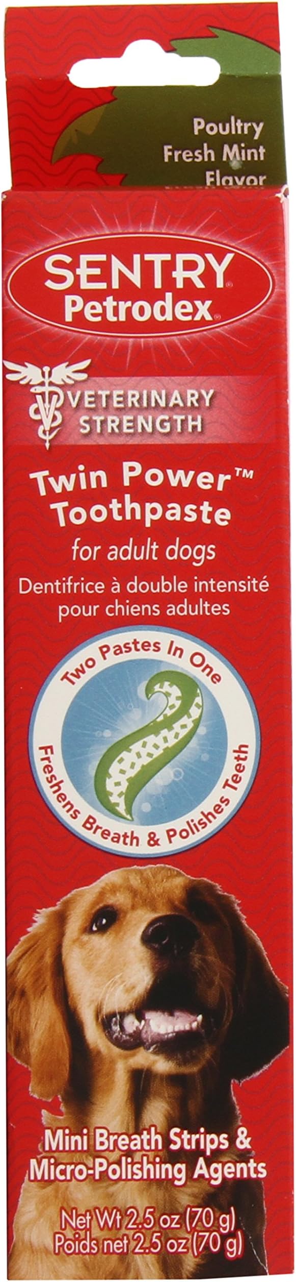 Petrodex Twin Power Toothpaste for Puppies and Small Dogs, Poultry Fresh Mint Flavor, 2.5 oz