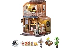 CUTEROOM DIY Miniature Dollhouse Kit, Miniature House Kit for Beginners,3D Wooden Miniature Doll House with Music Box & LED L