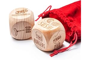 KLUBI Date Night Dice for Couples 2 Engraved Wooden Food Takeout Dice Date Night Gifts for Girlfriend Fun Gifts for Her What to Eat Dice Dinner Choosing Dice for Couples