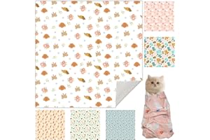 Ruiliangai Cat Grooming Wrap, Cat Restraint Wrap for Nail Clipping, Self-Adherent Fabric Wrap for Cats, Anti-Scratch, Anti-Escape, Multifunctional Swaddle Wrap Pet Tool (Floral, Medium)