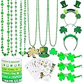 Zoyomax 218Pcs St Patricks Day Accessories,Shamrock Glasses Necklaces Bracelets Tattoos, Irish Decor Headbands Green Beads Saint Patricks Day Party Favors Decorations for Man Women