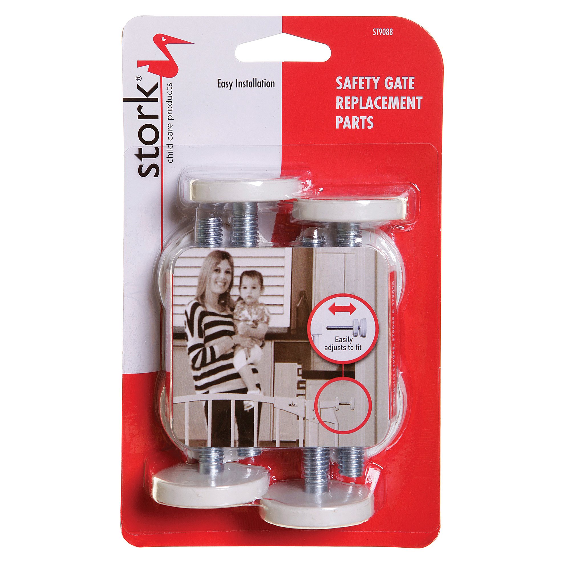 Stork Safety Gate Tension Bolts Replacement Kit - Threaded Spindle Rods - Suitable for Stork Pressure Mounted Gates ST9048 & ST9049-4 Pack - White - Model ST9088