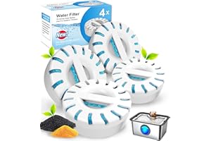 Upgrade Filter Element Pack for FurryPlanet Large Dog Water Fountain Stainless Steel,12L Ultra-Purification Pet Fountain Dog Cat Drinking Dispenser 6in1,Deep Purification Filter,4 Pcs 1 Pack