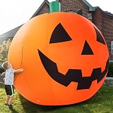ZPISF 10 FT Halloween Inflatables Giant Pumpkin Outdoor Decorations | Giant Pumpkin with Rotating LEDs Outdoor Decorations, Blow Up Pumpkin Halloween Yard Decorations for Front Lawn Garden Decor