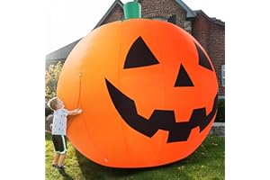 ZPISF 10 FT Halloween Inflatables Giant Pumpkin with Rotating LEDs Outdoor Decorations, Blow Up Pumpkin Halloween Yard Decorations for Front Lawn Garden Decor