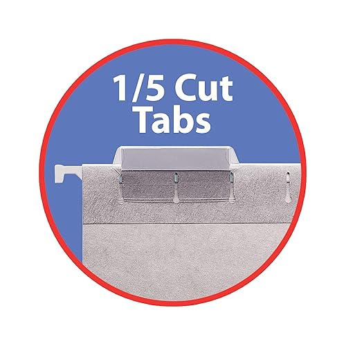 Smead Colored Hanging File Folder With Tab, 1/5-Cut Adjustable Tab Letter Size Assorted Primary Colors 25 Per Box