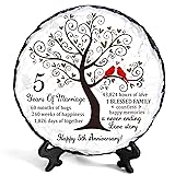 Bozspacer Wooden Couple Slate Plate – 5th Wedding