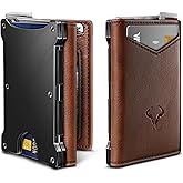 BULLIANT Men Wallet, Slim Front Pocket Leather Wallet Magnetic Closure for Gift Men,Expandable for 14Cards