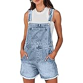 Glamaker Denim Overall Shorts for Women Summer Casual Jean Romper Jumpsuit Loose Fit Outfits Rompers with Pockets 2025