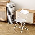 Allpop 5 Pack Plastic Folding Chair, 300lb Capacity, Portable Commercial Chair with Steel Frame for Home Office Wedding Party Indoor Outdoor Events, Stackable, White