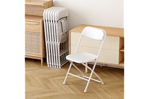 Allpop 5 Pack Plastic Folding Chair, 300lb Capacity, Portable Commercial Chair with Steel Frame for Home Office Wedding Party Indoor Outdoor Events, Stackable, White