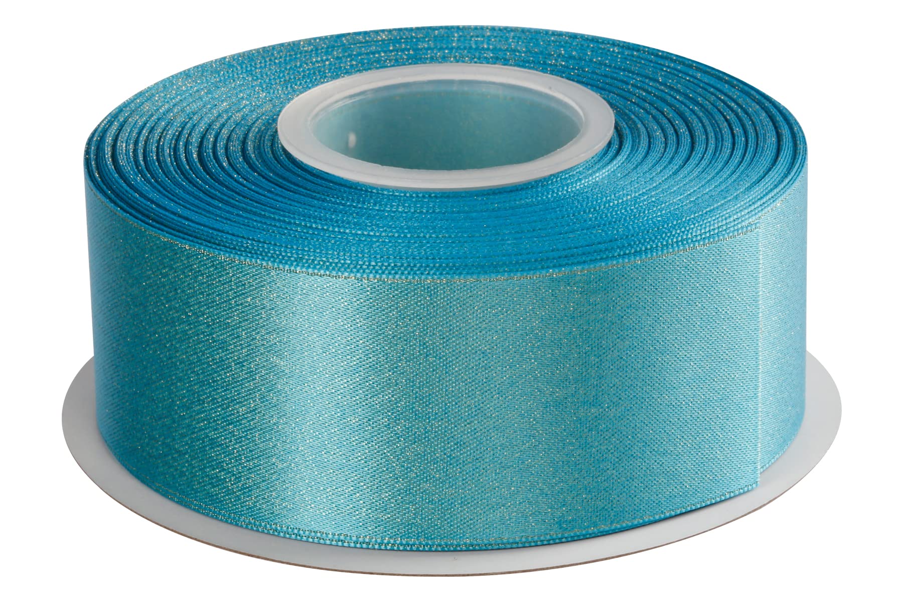 Joycrosso Turquoise Double Faced Glitter Ribbon, Luxury Gold Purl Ribbon, 38mm x 22 Meters, Great for Gift Wrapping Wedding Decoration Floral Arrangement