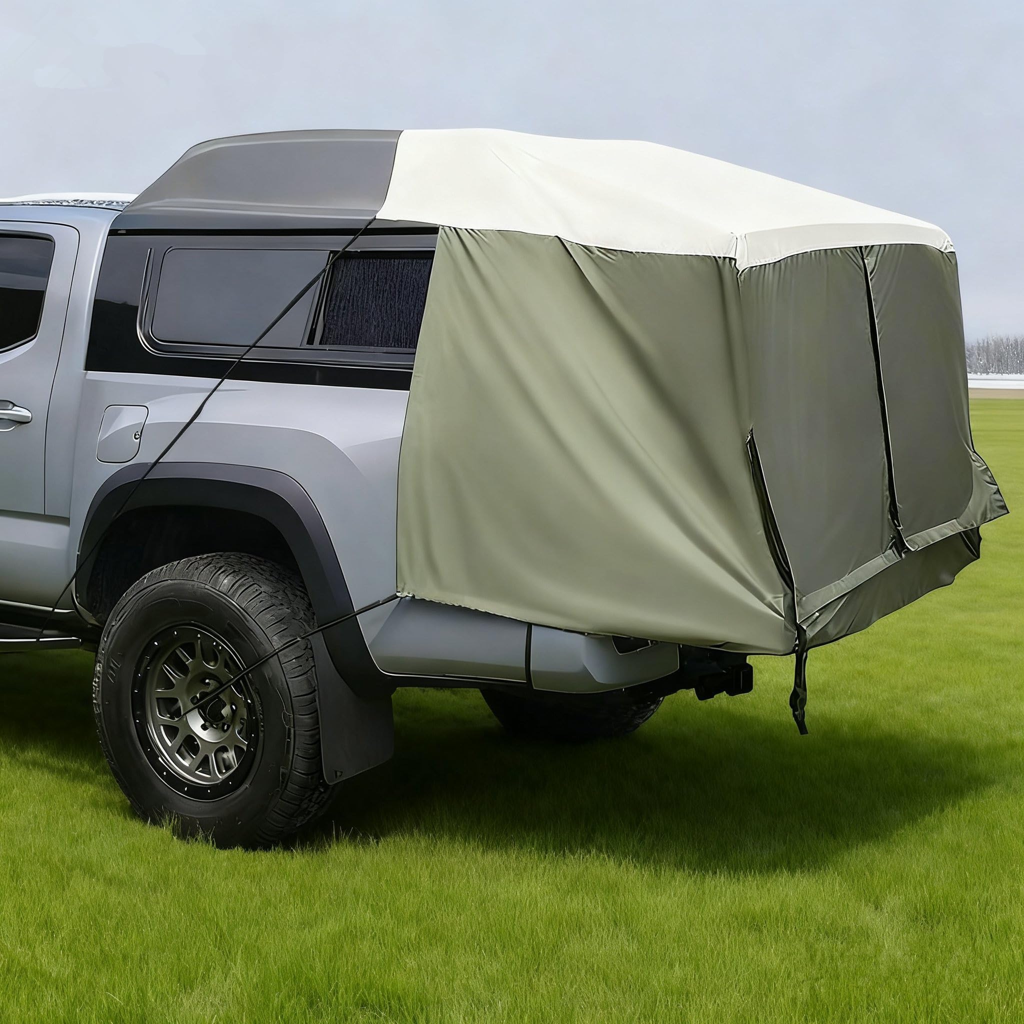 Photo 1 of Full-Size Truck Bed Tent,Outdoor 600D Waterproof Truck Tent Compatible with Fits Ford F-150,Chevy Silverado,Toyota Tundra,Tacoma (2005+),Tailgates 58",Designed for Full-Size Trucks with Caps