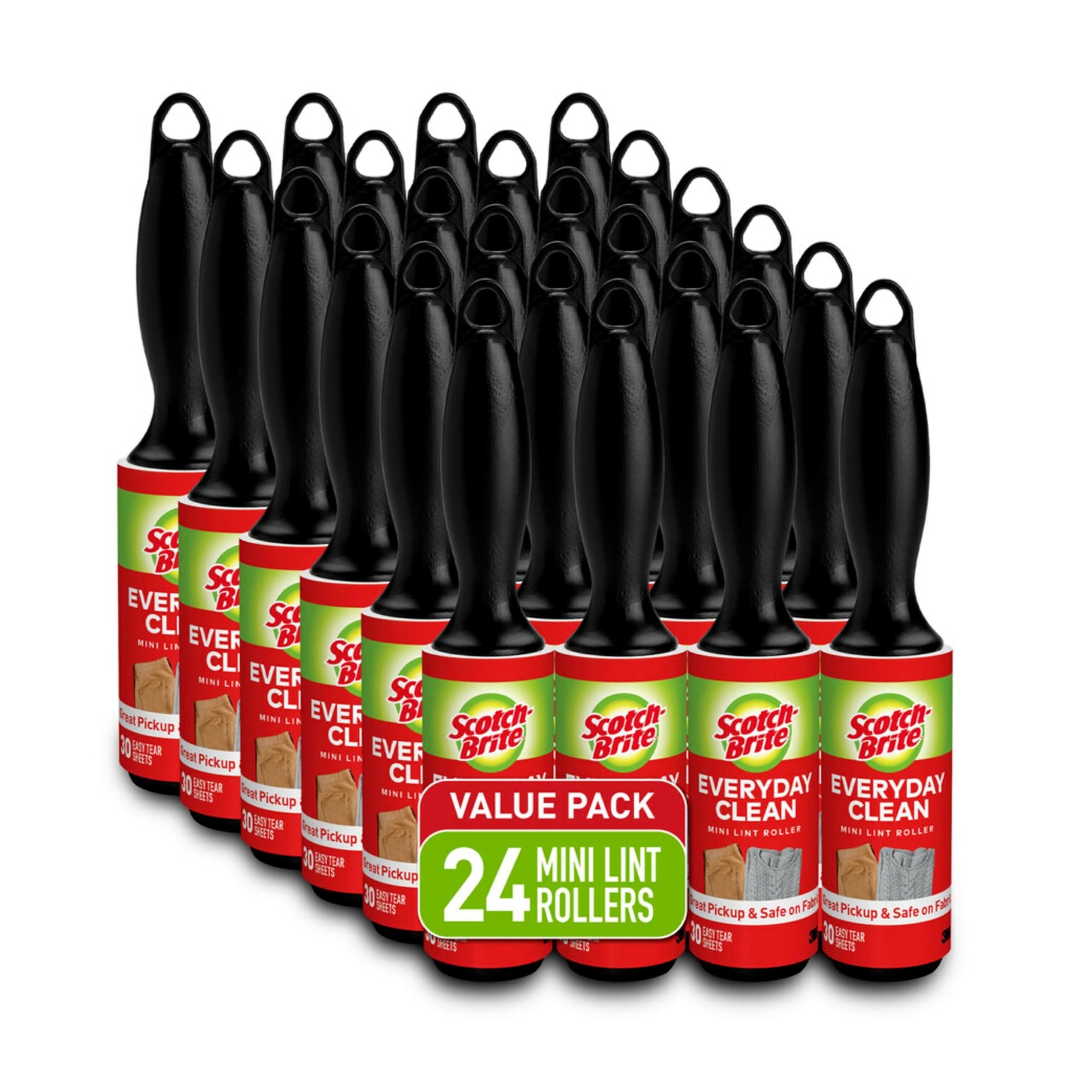 Scotch-Brite Mini Lint Roller 24 Rollers 30 Sheets Per Roller 720 Sheets Total White