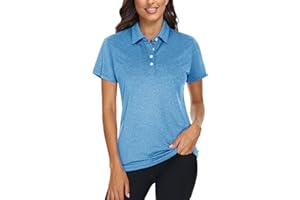 TACVASEN Polo Shirts for Women Short Sleeve Golf Shirts 4-Button Quick Dry Workout Tops Collared for Work Running Tennis