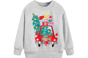 GOTHLETIC Toddler Boys Girls Christmas Sweatshirts Reindeer Crewneck Fleece Pullover Top Xmas Long Sleeve Winter Clothes 2-7T