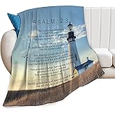 Psalm 23 Blanket Christian Lighthouse Gifts Religious Bible Verse Scripture Throw Blanket Comfy Plush Flannel Fleece Warm Soft Fluffy Fuzzy Blanket for Prayer Women Teens for Bed Sofa Couch 40"X50"