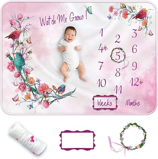 baby girl milestone blanket