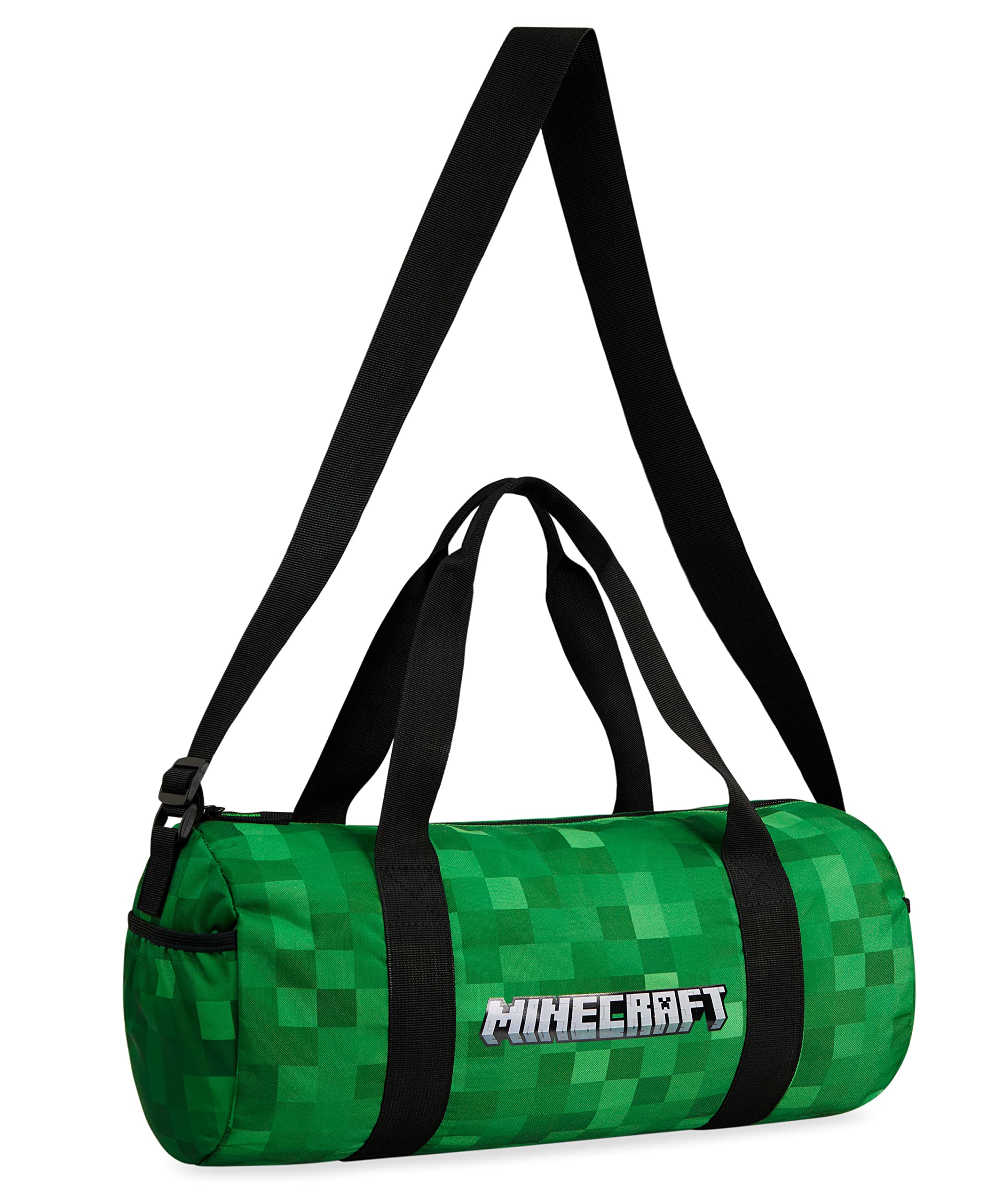 Minecraft Gym Bag for Kids Teens Travel Overnight Sports Duffle Bag Adjustable Strap Kit Bag Large Holdall Gamer Hand Luggage Bag (Green, 41x19x18cm)