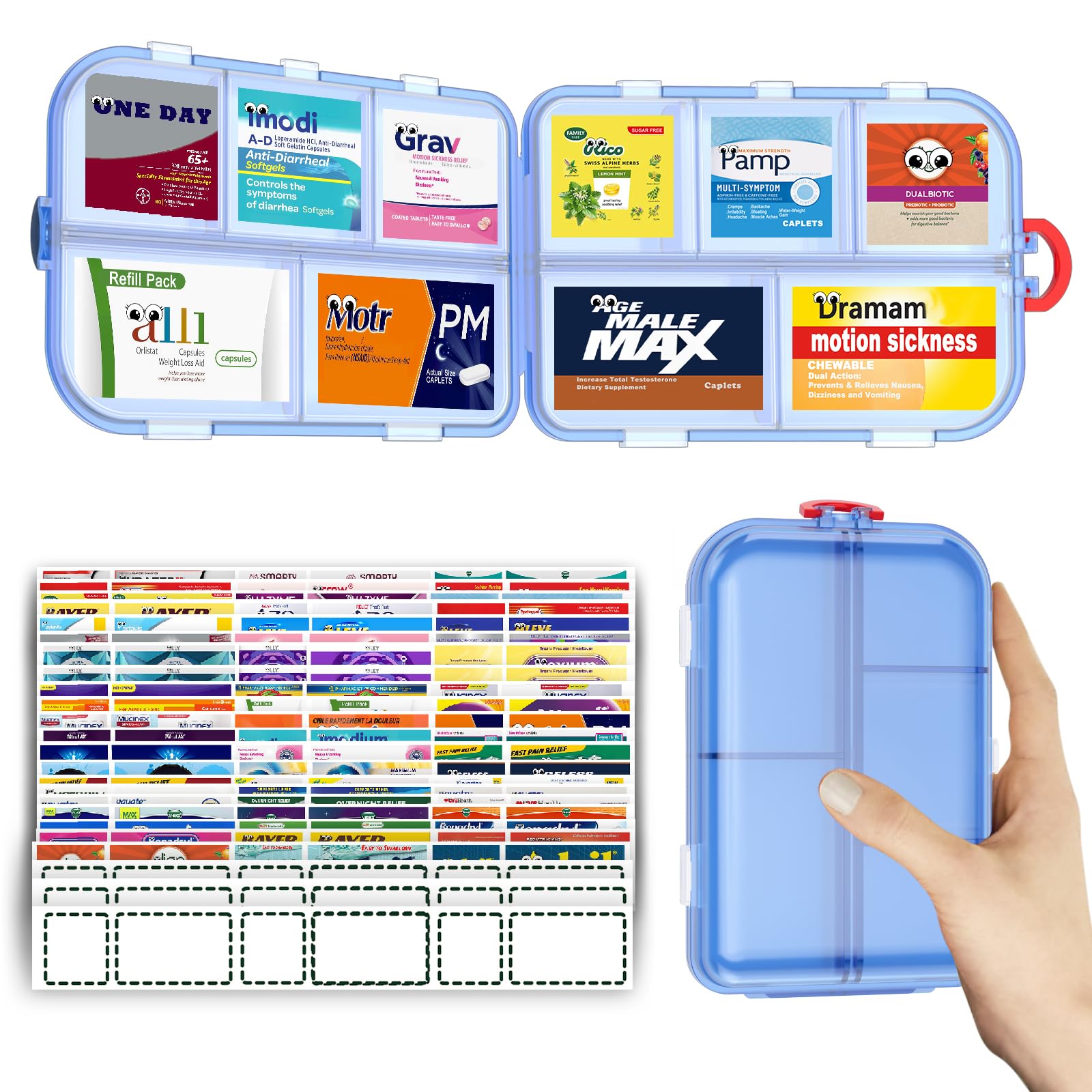 Photo 1 of Pill Organizer Medicine Organizer Travel Essentials - Travel Pill Case with Labels, Large Daily Medicine Dispenser
