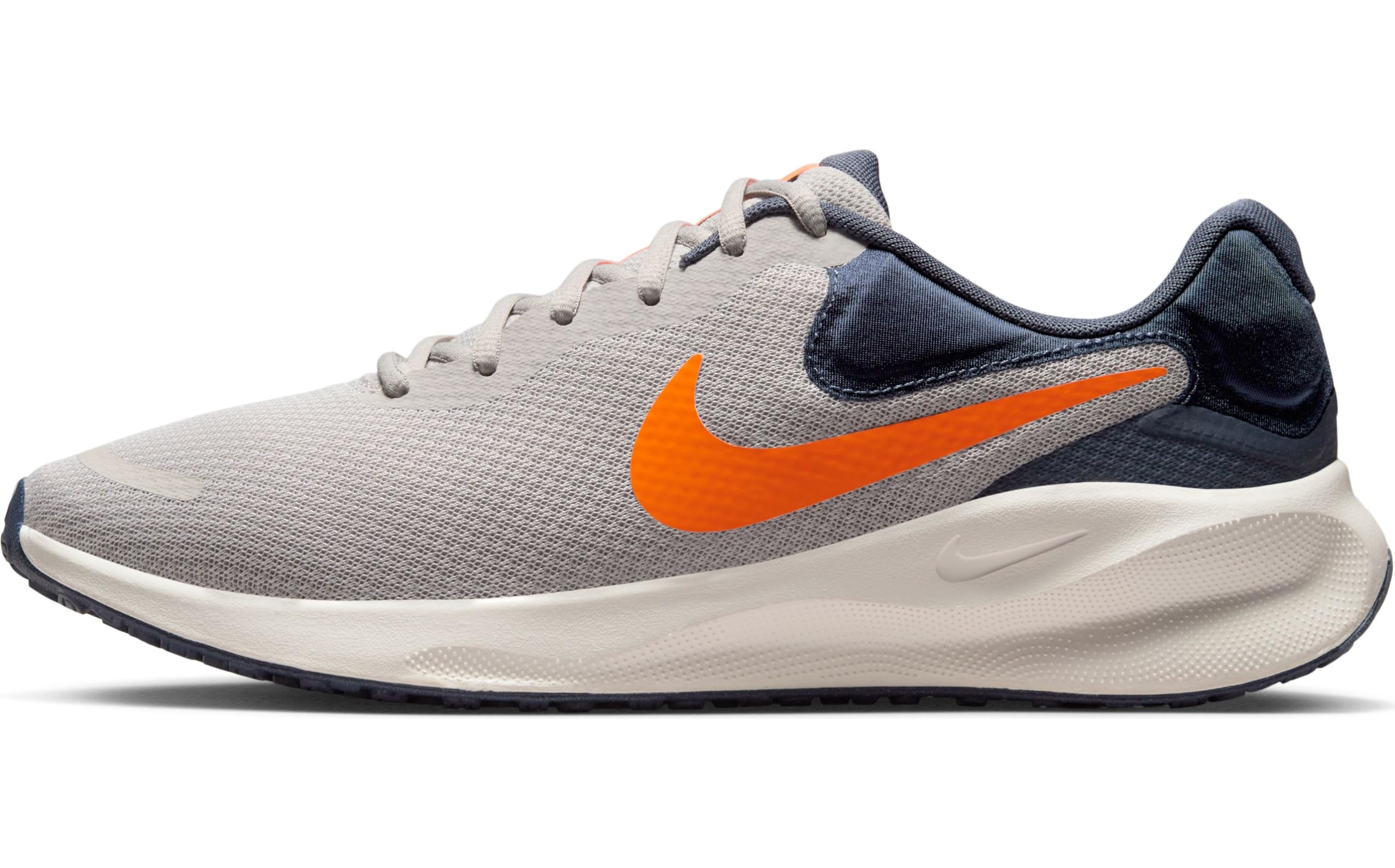 Nike Revolution 7 Men's Road Running Shoes (FB2207-009, LT Iron ORE/Total Orange-Thunder Blue) Size 7 Image