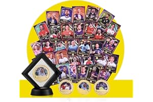 2025-26 Sports Fan Trading Cards & Metal Coins Set,World Cup Football Star Champions League Soccer Card Gift for Soccers Love