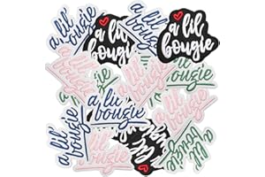 Nicime 16pcs A Lil Bougie Iron/Sew on Patches, Fashion Text Embroidered Applique, DIY Decoration for Clothes, Hat, Bag, Jeans, Dress, Shirt