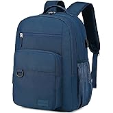 ecodudo School Backpack for Men and Women Water Resistant Daypack for College Work15.6 inch Laptop Bookbag with USB Charging Port (Navy)