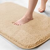 wyewye Microfibre Bath Mat 2cm Thick 40x60cm Camel Non-Slip Absorbent