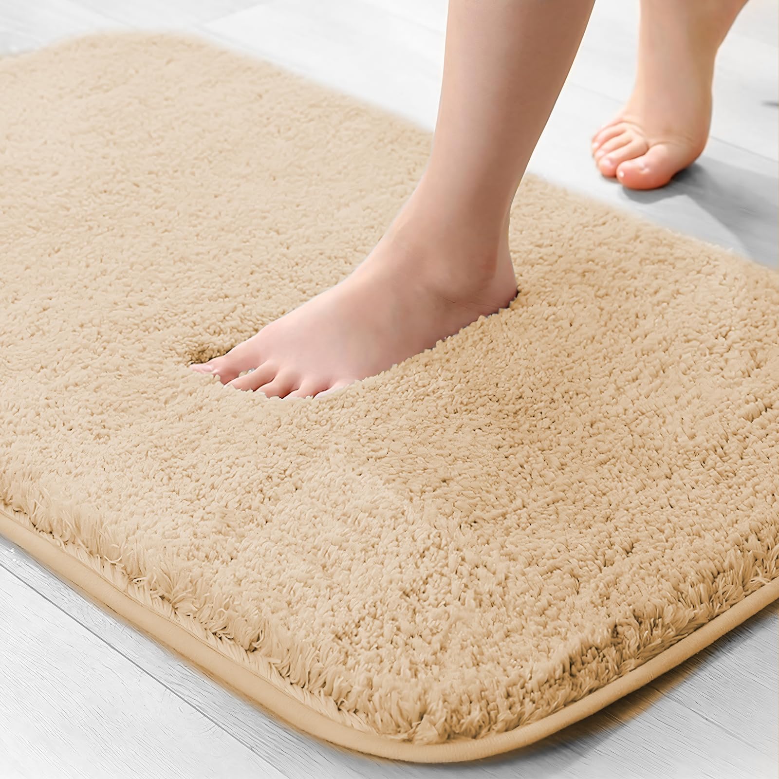 wyewye Microfibre Bath Mat, 2cm Super Thick, Super Absorbent Bathroom Rug 40x60cm Camel — image 1