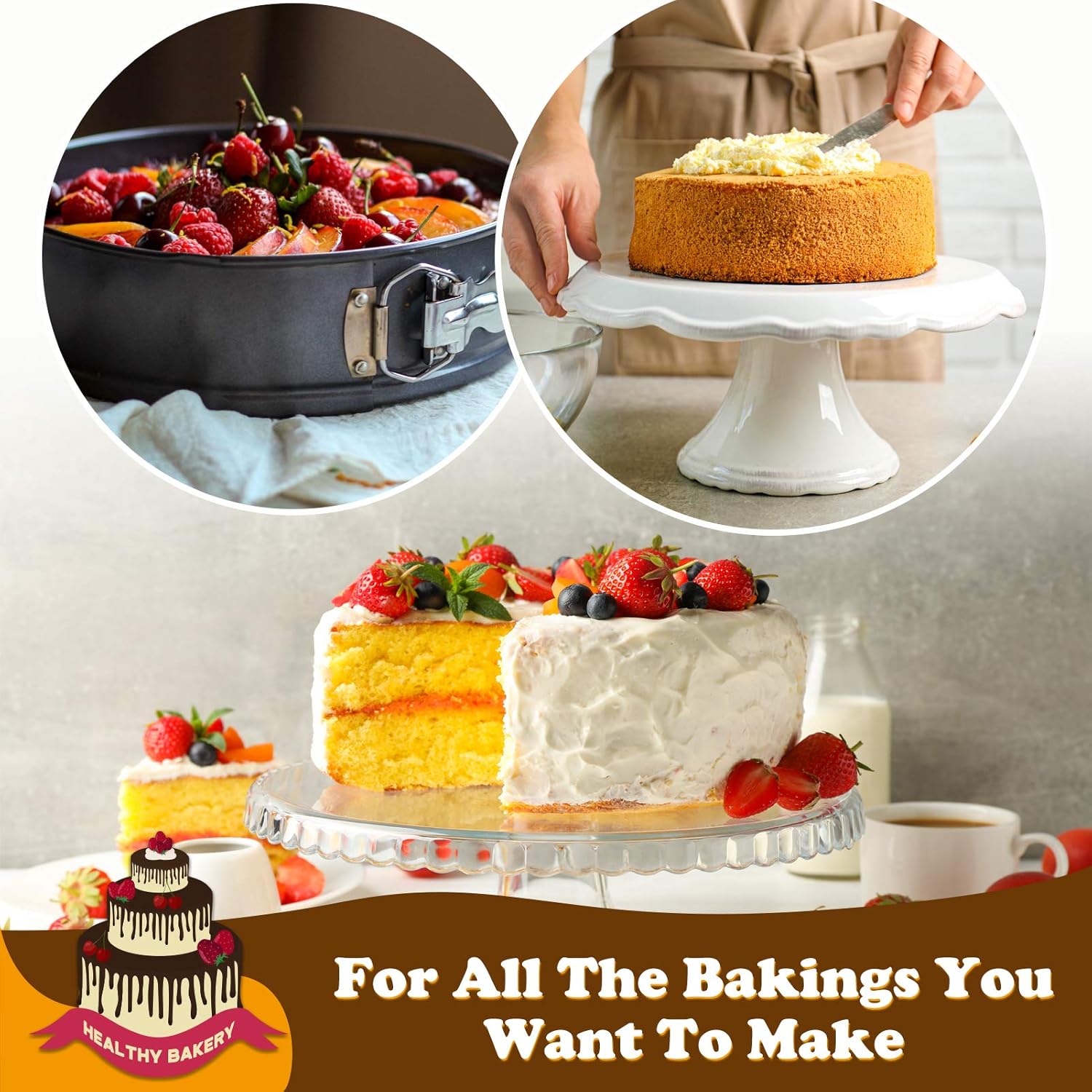 Hiware 8 Inch Non-stick Springform Pan with Removable Bottom - Leakproof Cheesecake Pan with 50 Pcs Parchment Paper: Kitchen & Dining