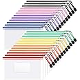 Sooez 24 Pack Mesh Zipper Pouch Bags with Label Pocket, A6 (9.1×4.7 in) | Small Pencil Case Pouch for Organizing,Clear Plasti