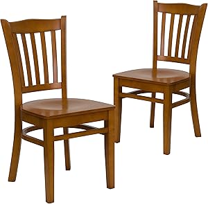 Flash Furniture 2 Pk. HERCULES Series Vertical Slat Back Cherry Wood Restaurant Chair