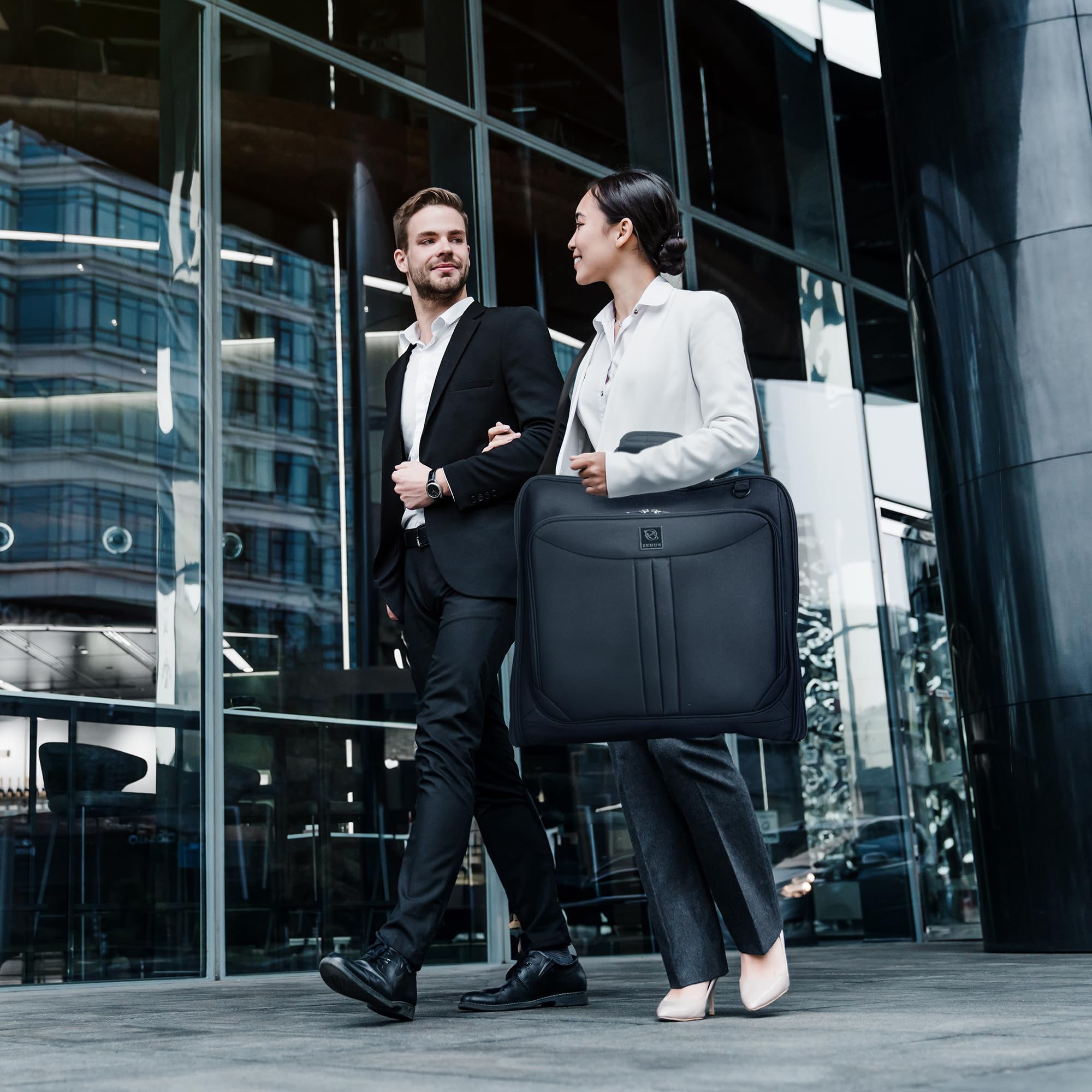 ZEGUR Premium Suit Garment Bag Carry On - Hangs 4 Suits - Travel & Business with Shoulder Strap and Laptop Compartment
