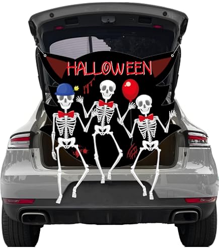 Halloween Trunk Or Treat Car Decorations Kit - Spider Theme Banner, Honeycomb Balls & Tassels For SUV, Truck, Garage