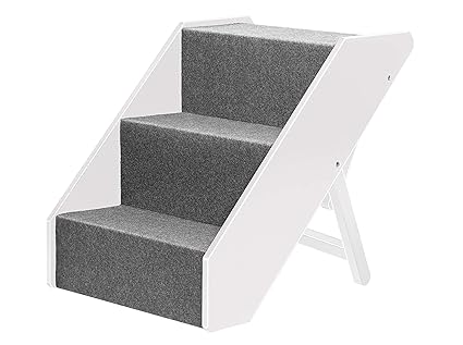 UPP Tiertreppe Deluxe massiv aus FSC Holz 3 stufig - Belastbar bis 70 KG - individuell höhenverstellbare Hundetreppe/Katzentr