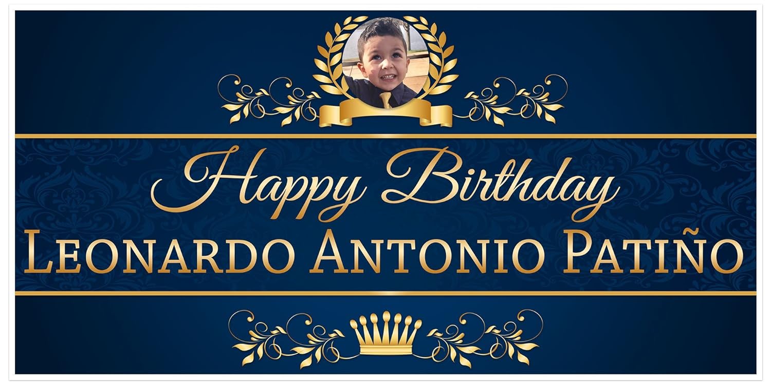 Amazon Com Crown Prince Royal Blue And Gold Birthday Banner Party